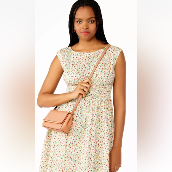 New Kate Spade Leila Mini Zip Crossbody Pebble Leather Orange Cream - Picture 2 of 6